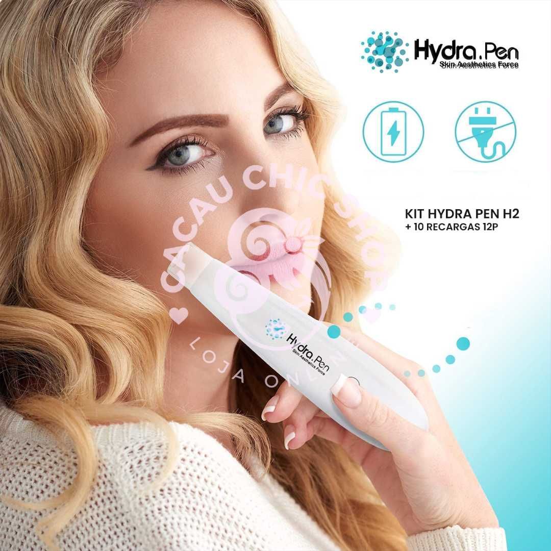 Kit HYDRA PEN H2 Dermapen + 10 Recargas 12P - Limpeza de Pele