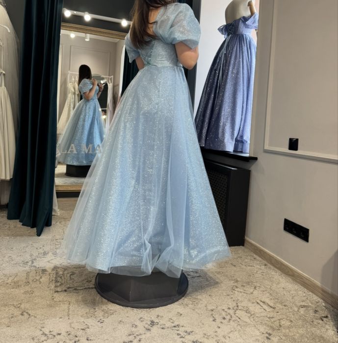 Сукня Принцеси LA MARIEE | Блакитний Глітер | Трансформер Рукава