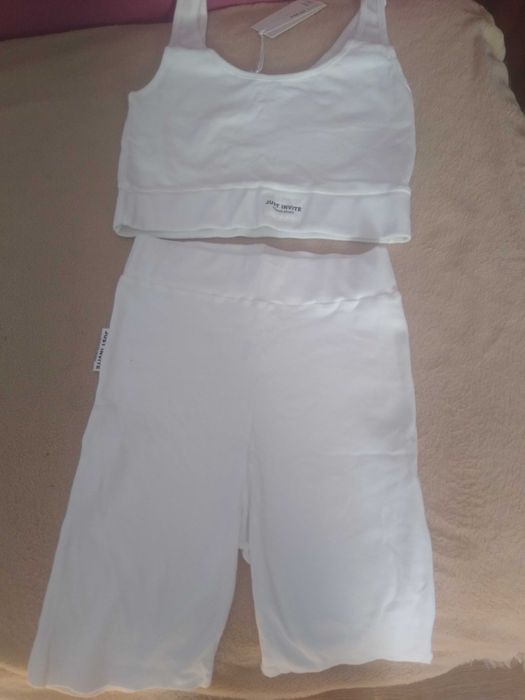 Komplet prążek śmietanka L/ xl