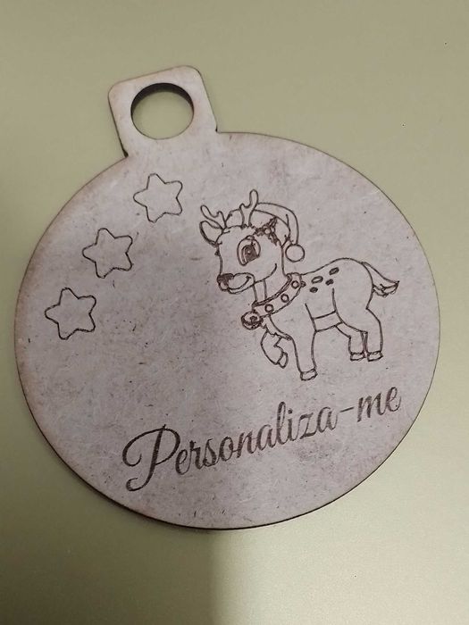 Bolas de Natal gravadas MDF cru ou Branco