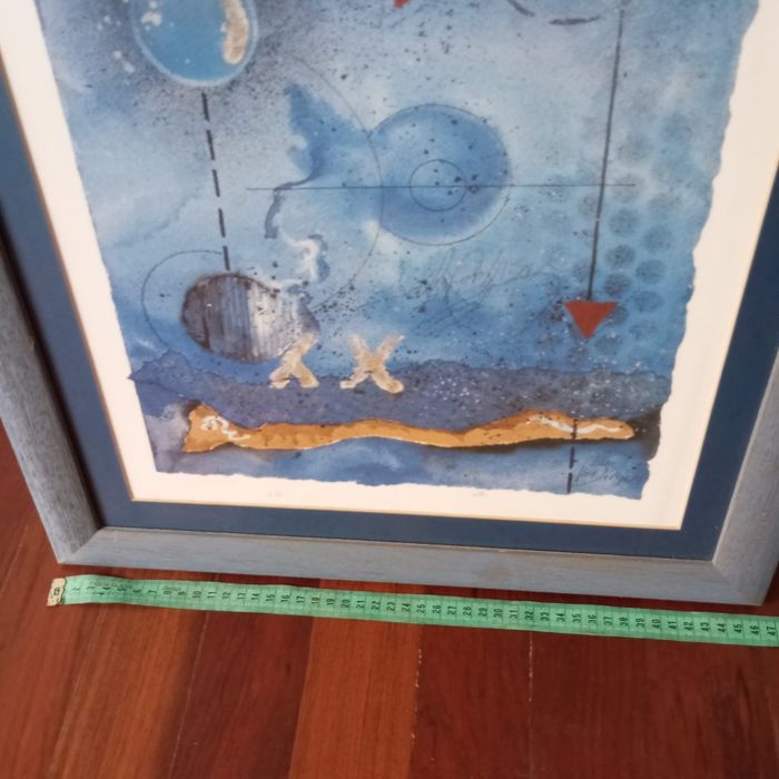 Quadro c moldura tons de azul