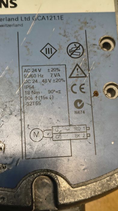 Siłownik do przepustnic powietrza GCA121.1E Siemens
