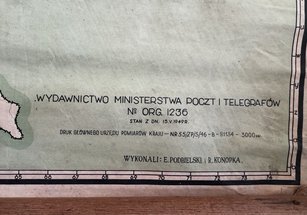 Ogromna Mapa pocztowa 1949 rok Polska prl