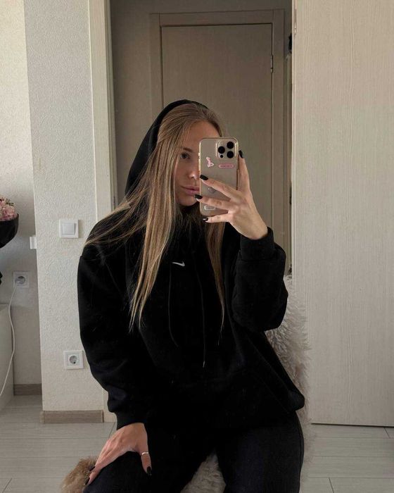 Женская худи Nike на флисе Кофта с капюшоном 42-46 S-M Универсал Зимня