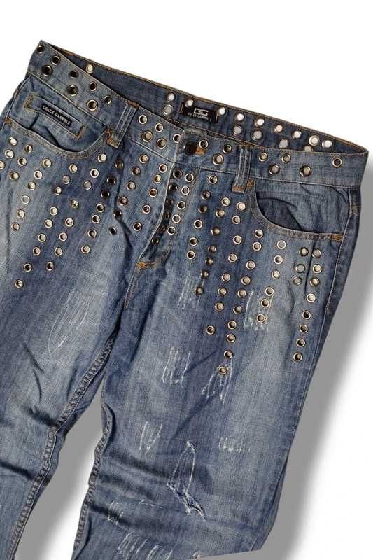Y2K Dolce Gabriele Studded Avant Garde Spodnie Jeansowe 54/34 tall