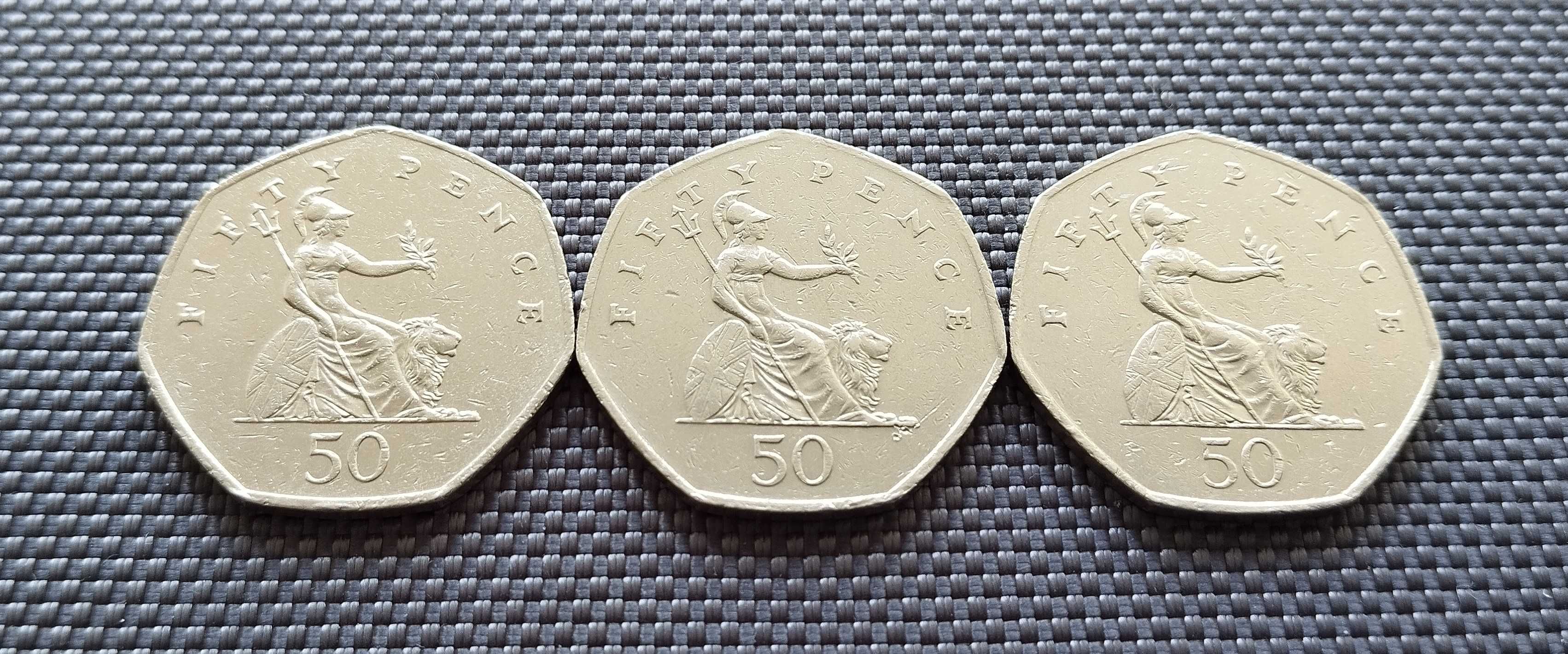 Коллекция монет Великобритании 50 пенсов . 3 шт за 120 грн.