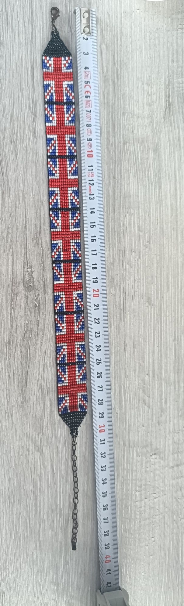 Choker / naszyjnik z koralików flaga Wielkiej Brytanii unisex