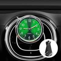 Dekoracyjny zegar do samochodu 4 cm analogowy srebrno-zielony + klips