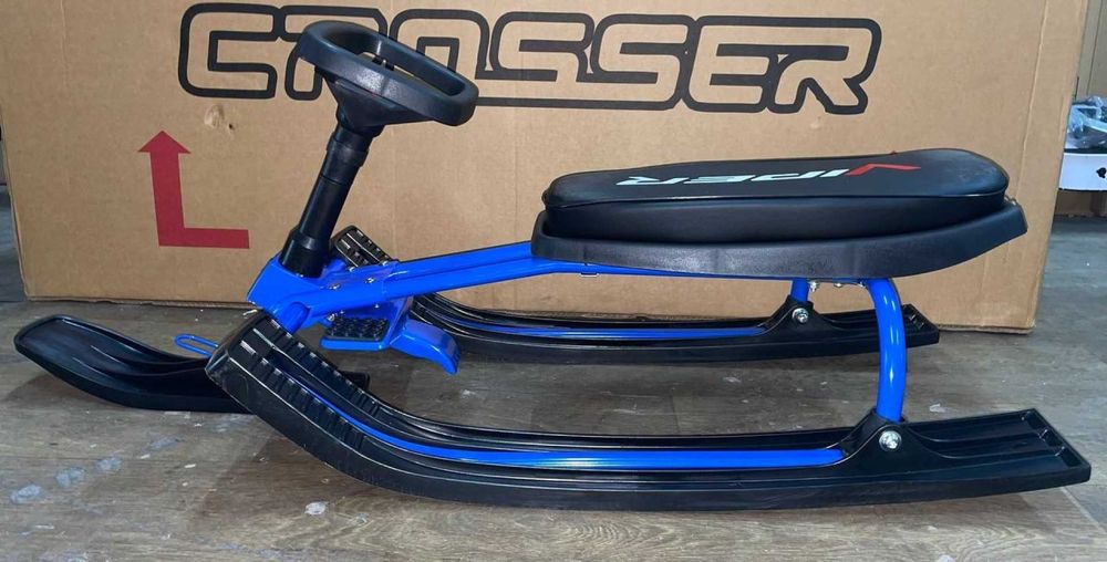 ТОП продаж! Дитячий снігокат санки VIPER синій/червоний + амортизатор!