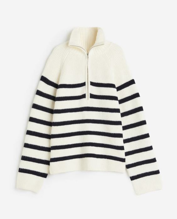 Светр новий жіночий H&M білий оригінал у смужку XS на блискавці