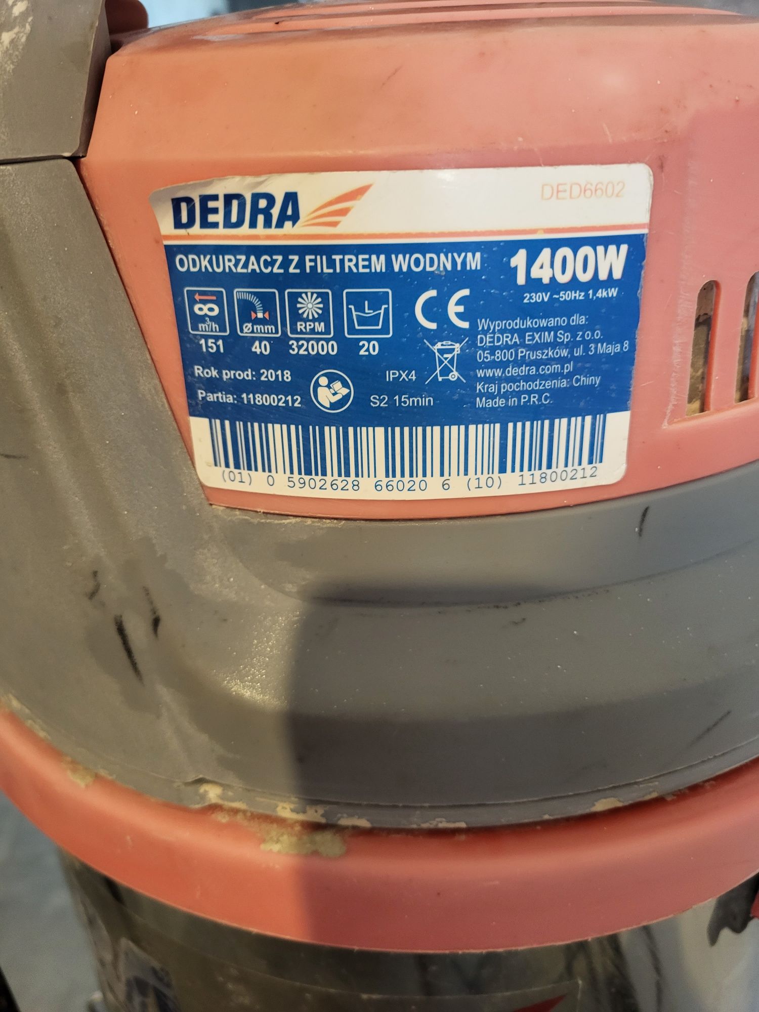 Odkurzacz przemysłowy Dedra DED6602 Uszkodzony