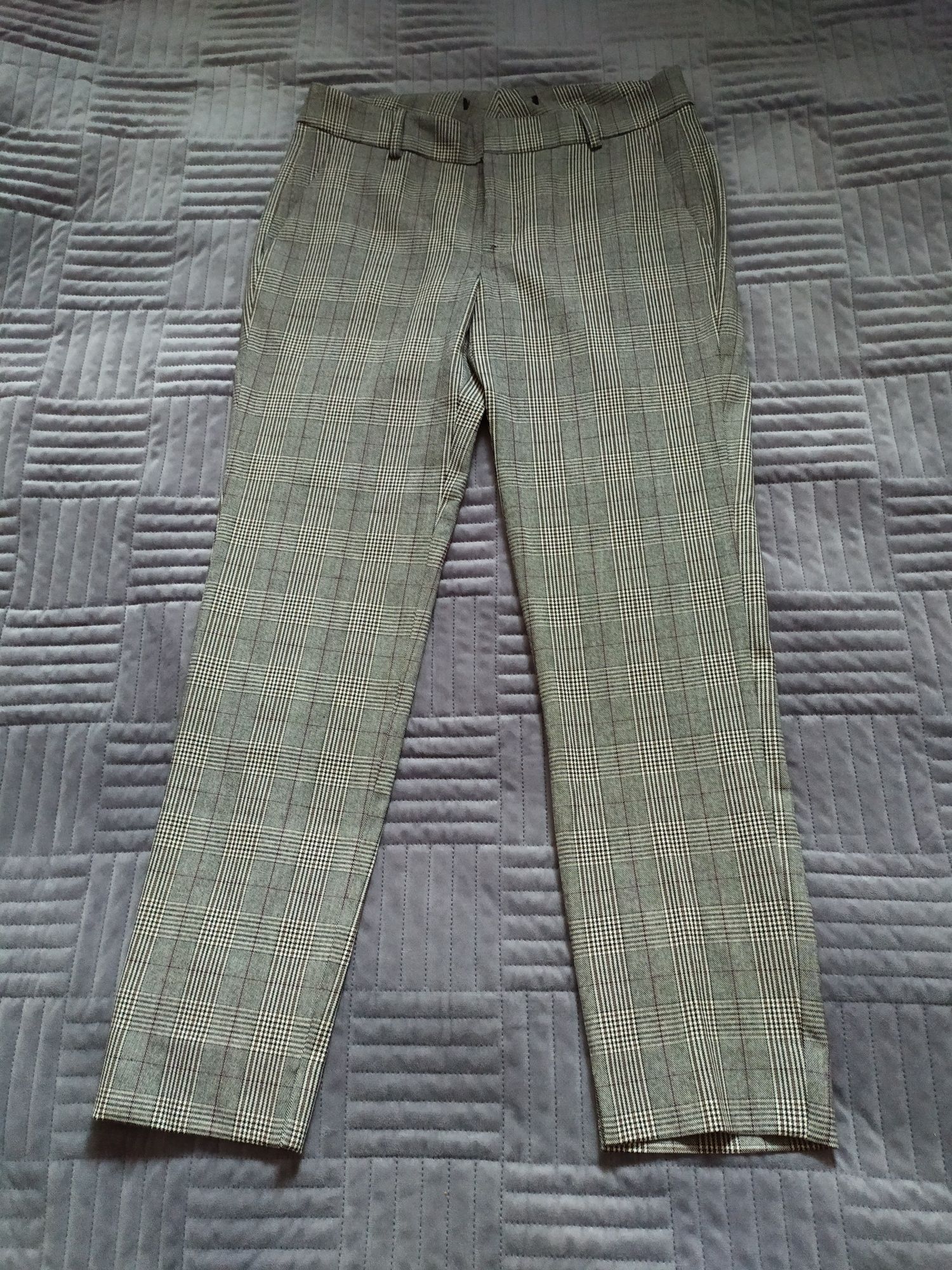 Spodnie damskie w kratę eleganckie r.M 38 pas 76 cm.