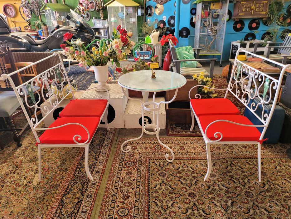 Conjunto de jardim em ferro - Dois bancos de dois lugares