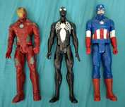 3 figurki hasbro venom, kapitan ameryka, iron man