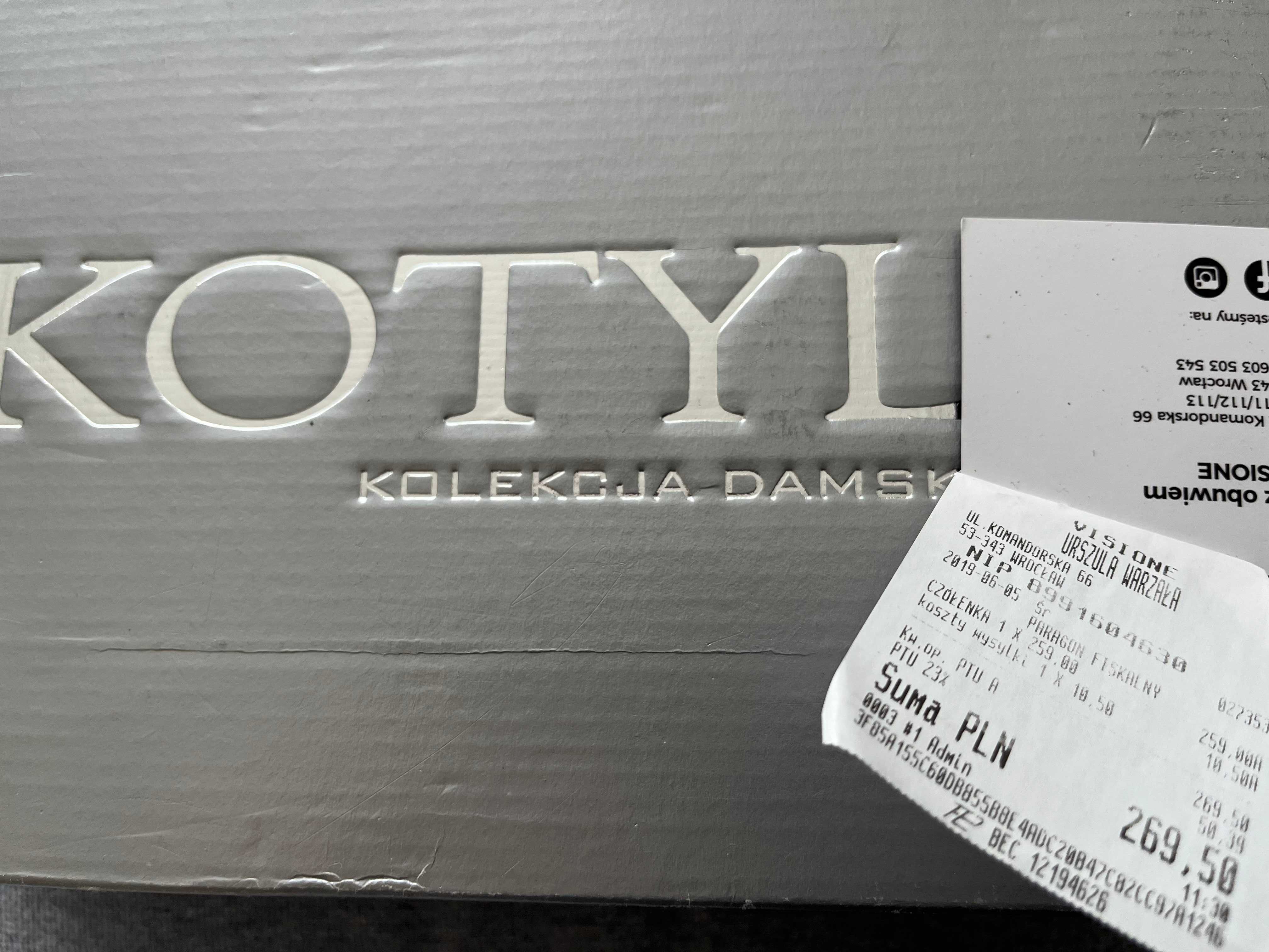 Buty ślubne białe Kotyl, r. 37, skóra, SUPER WYGODNE, obcas 7cm