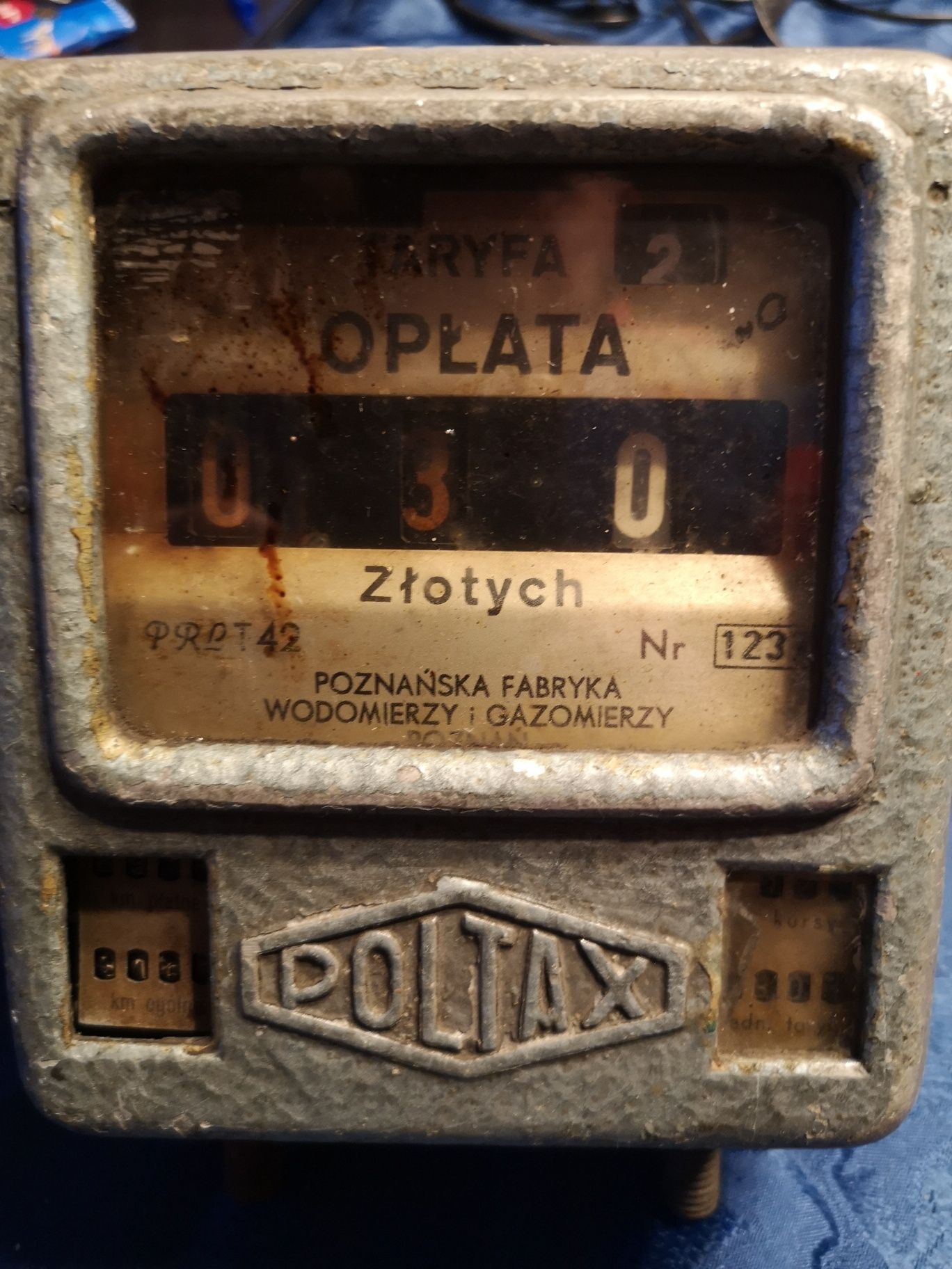 Taksometr nakręcany, zegarowy, mechaniczny, zabytkowy, PRL,
