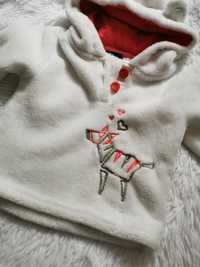 Lupilu biały sweterek miś bluza z kapturem 62/68
