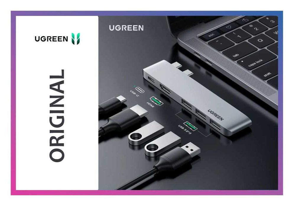 ЮСБ Хаб для Macbook UGREEN 5в1 USB Type-C Hub с питанием для макбука
