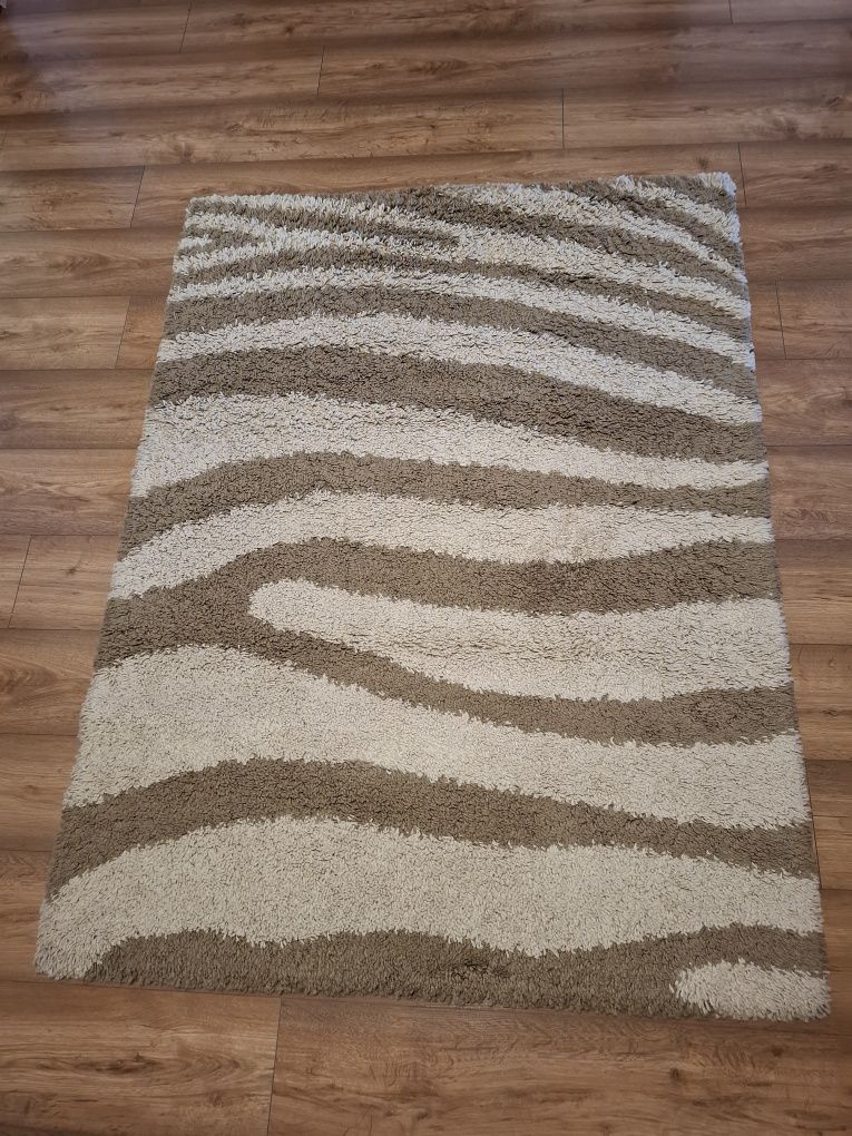 Dywan beżowy brązowy Shaggy 160x120