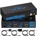Switch HDMI Przełącznik KVM z dwoma monitorami HDMI+Displayport