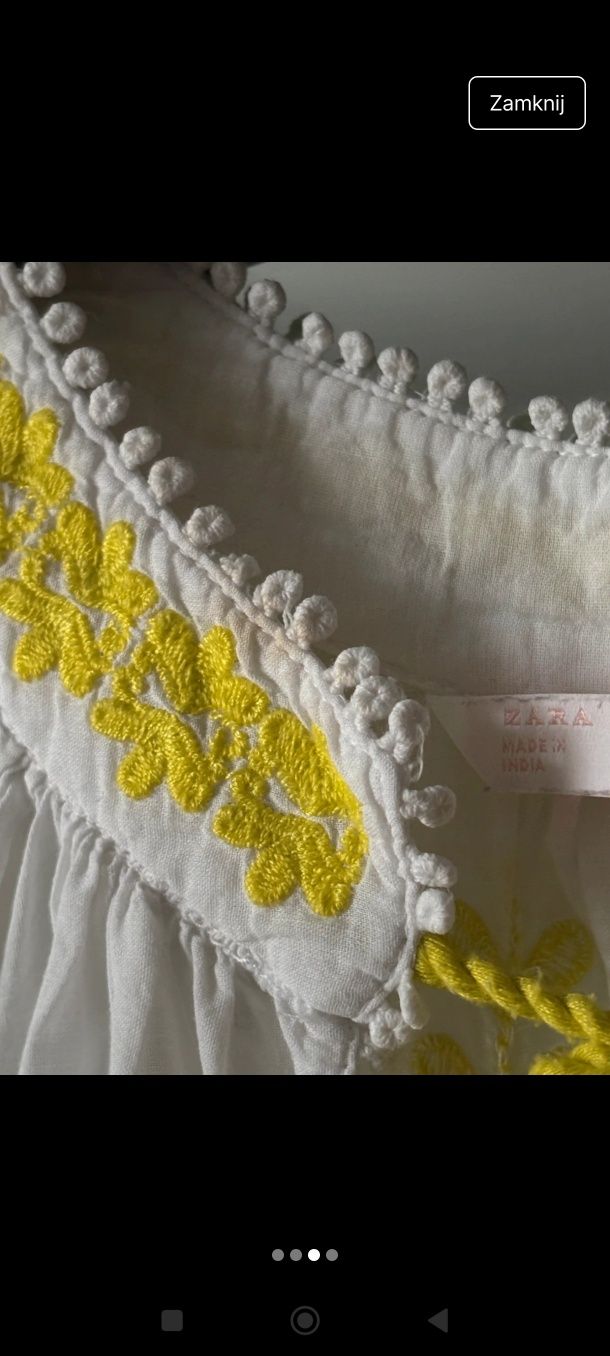 Koszula narzutka Zara 36/38 strój plaże biała boho haftowana