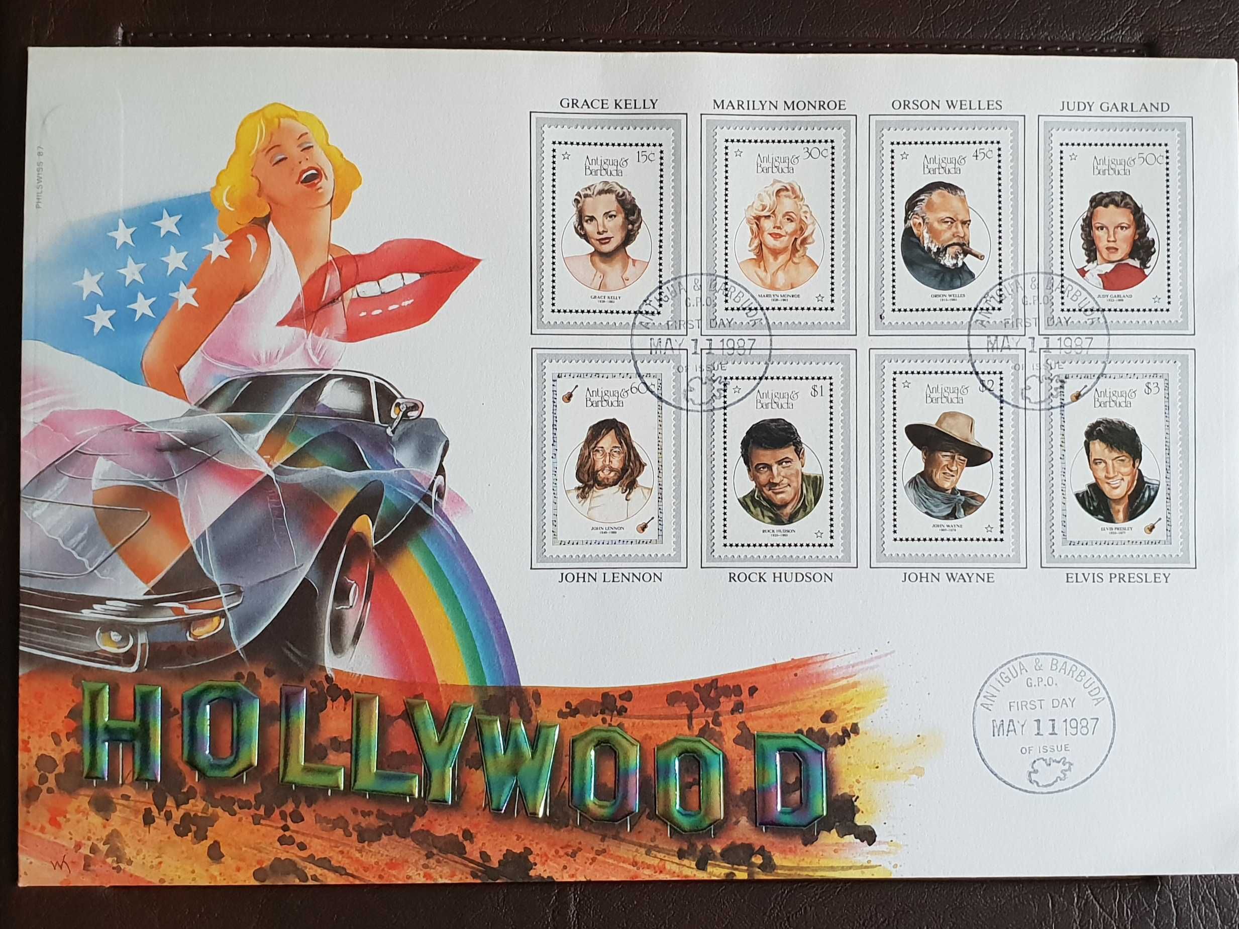 Koperta FDC Hollywood Antigua Barbuda 1987