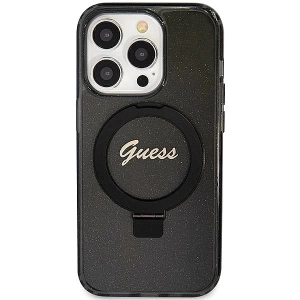 Etui Guess Ring Stand Script Glitter MagSafe na iPhone 15 Pro Max - cz