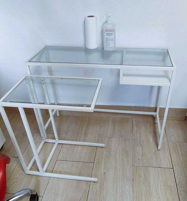 Konsola szklana , biurko IKEA + pomocnik