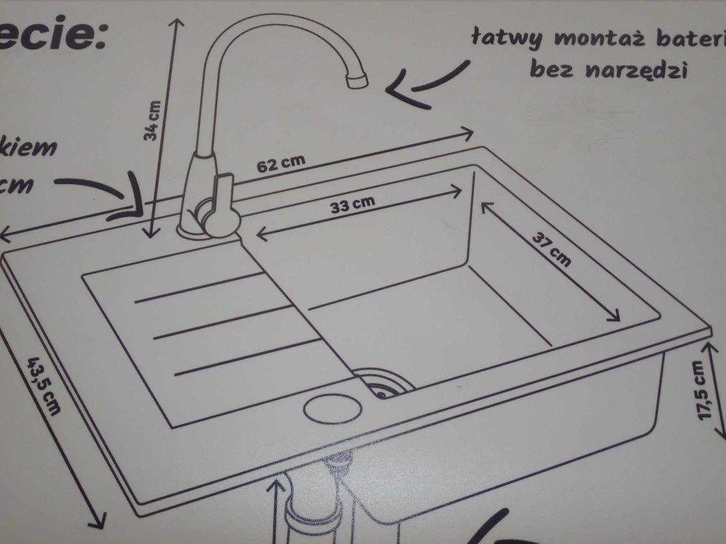 Bateria kuchenna do zlewu szara