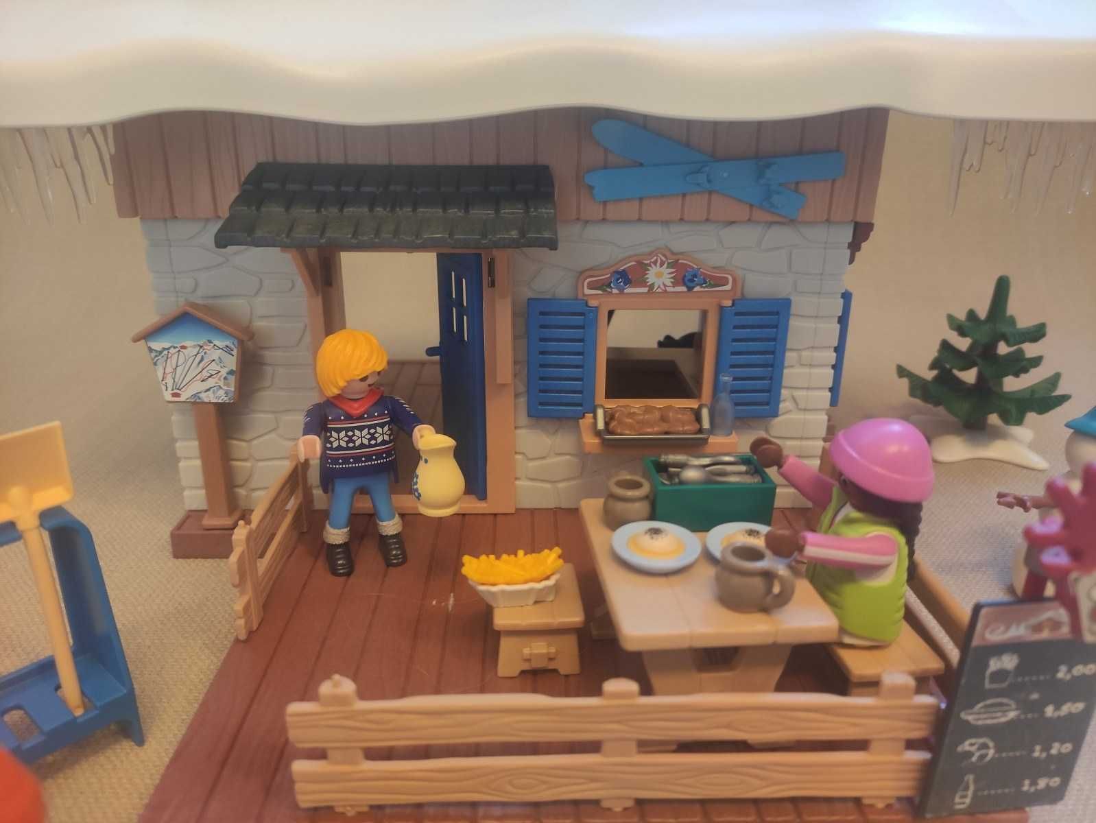 Playmobil zimowa chatka 9280 + auto z boxem dachowym 9281