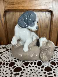 Cudna Lladro Nao Pies Szczeniaki Kolekcjonerska Figurka Porcelanowa