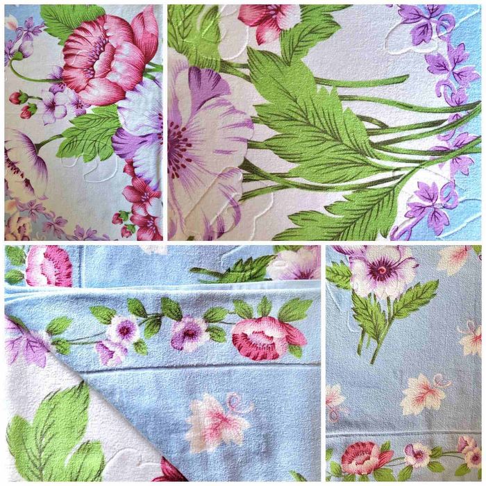 Махрове покривало плед на ліжко 100% бабовна, КВІТИ