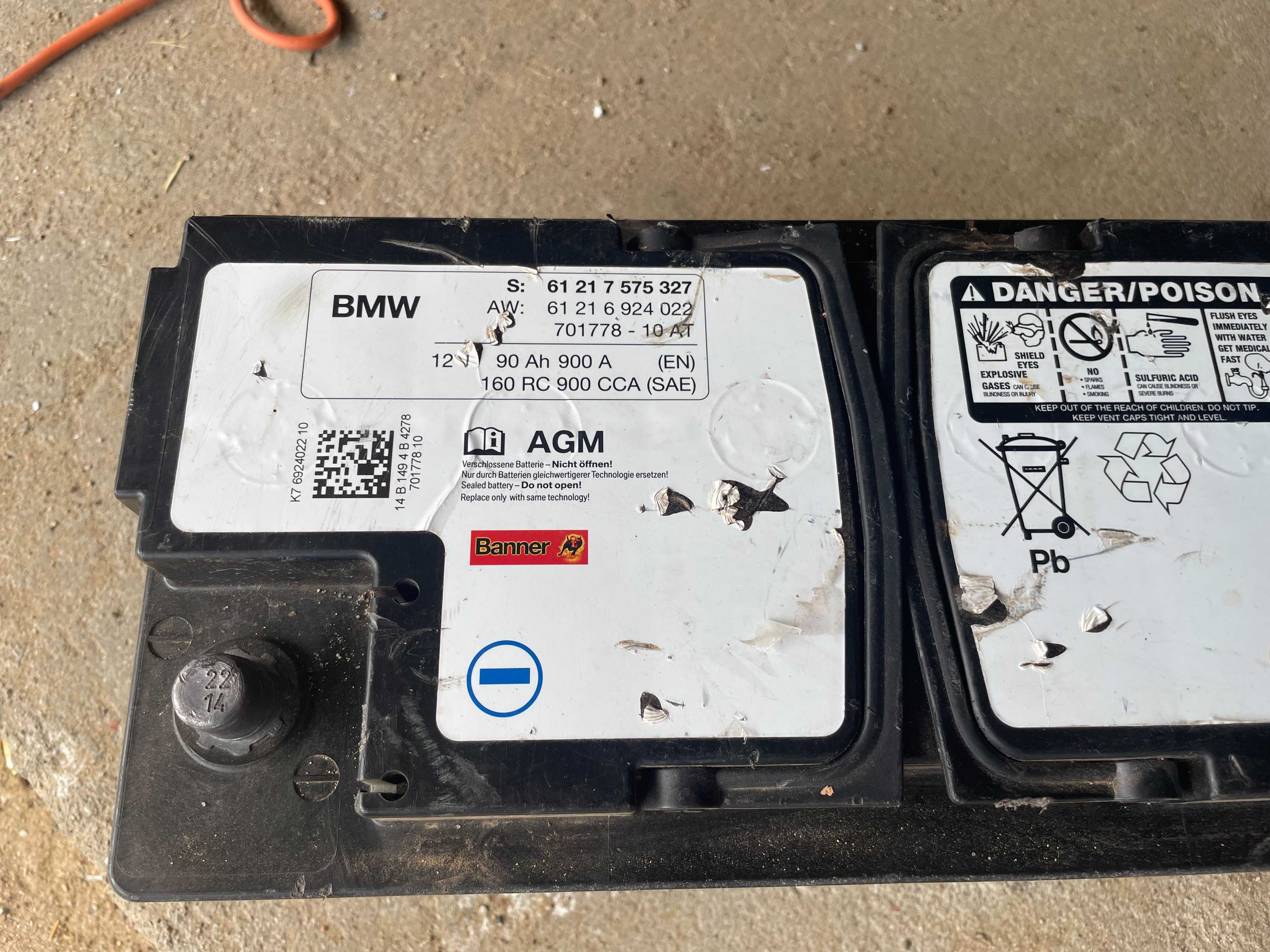 Oryginalny Akumulator Agm 14-15r BMW 90AH 900A Sprawny Sprawdzony