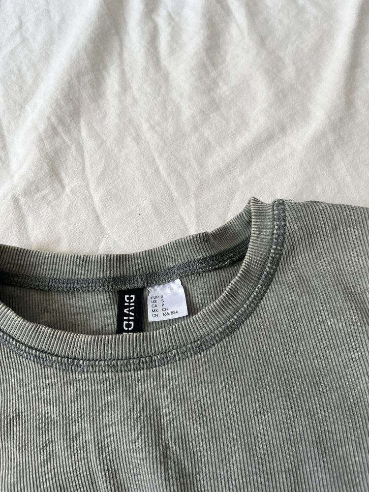 Bluzka z efektem sprania khaki S H&M