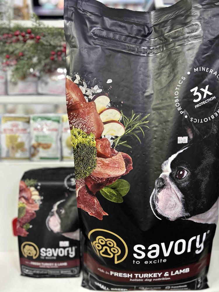 Сухий корм Savory Small Breed rich in Fresh Turkey & Lamb 1кг 3кг 8кг