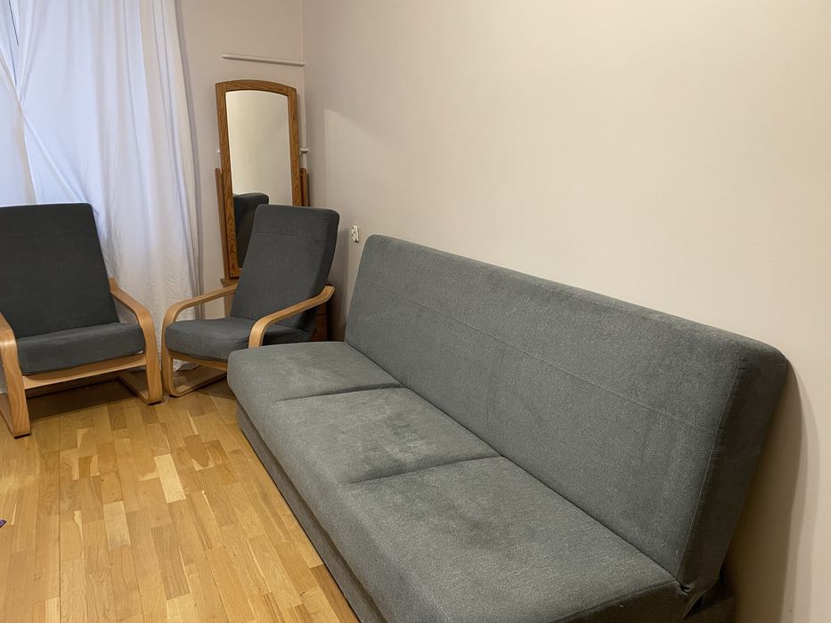 Kanapa rozkładana z pojemnikiem + 2 fotele – zestaw