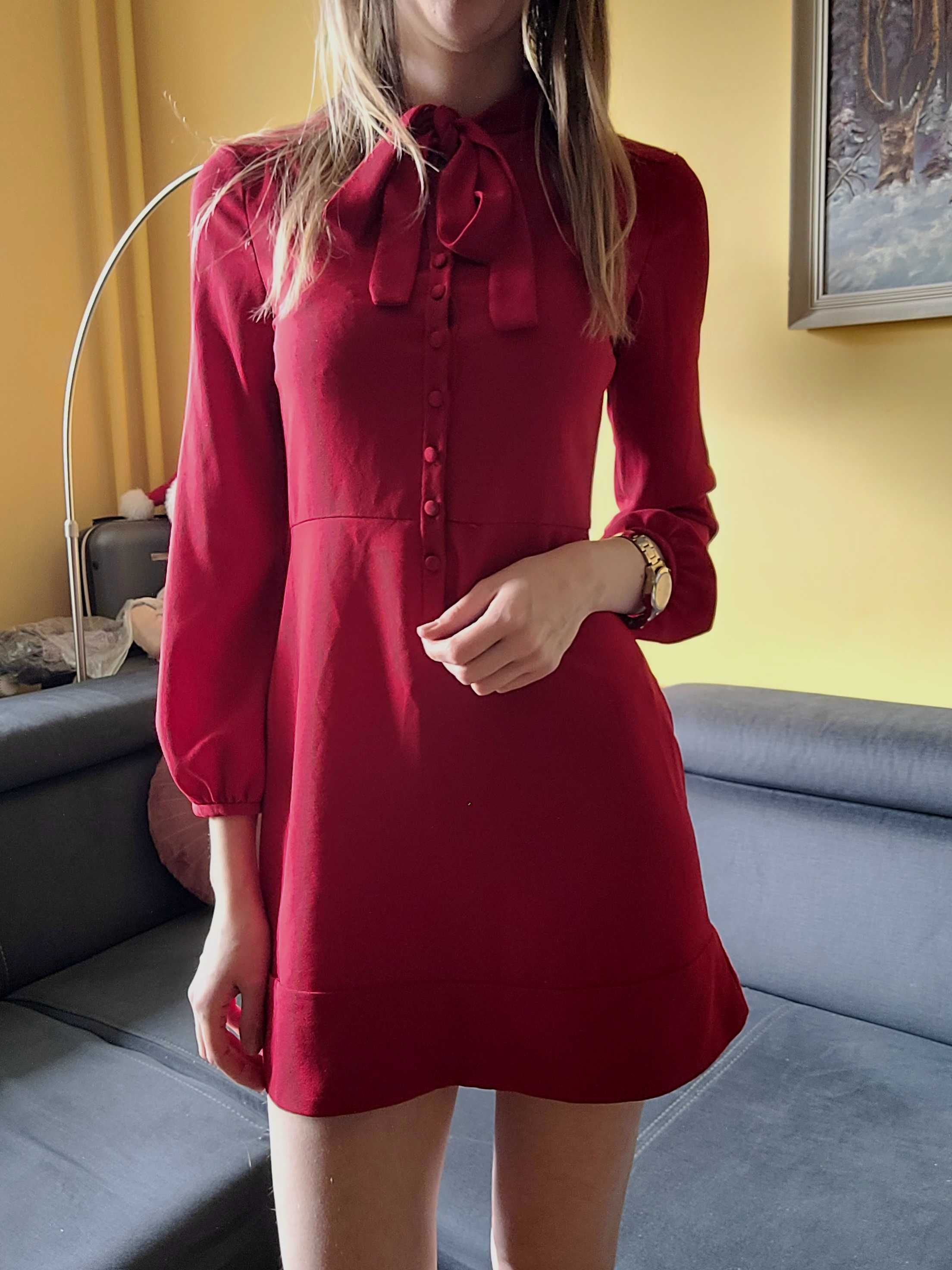 Czerwona krótka sukienka Zara 34 XS