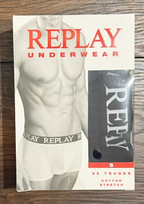 Replay Majtki Bokserki rozmiar S 3 sztuki granatowy