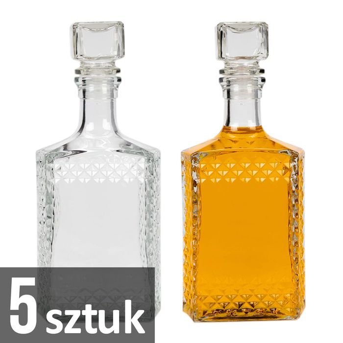 5x butelka KARAFKA 500 ml na whisky koniak z korkiem szklanym