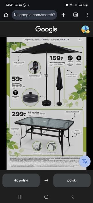 Stół ogrodowy szklany cały