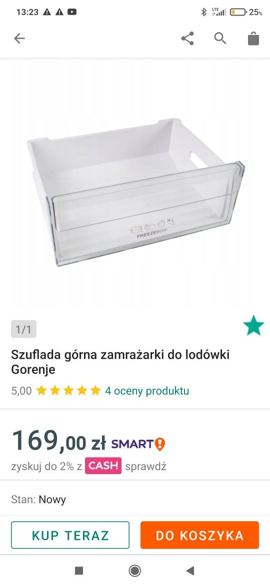 Szuflada górna zamrażarki do lodówki GORENJE