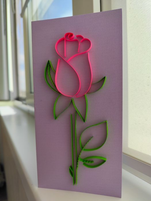 Открытка ручной работы в технике квиллинг