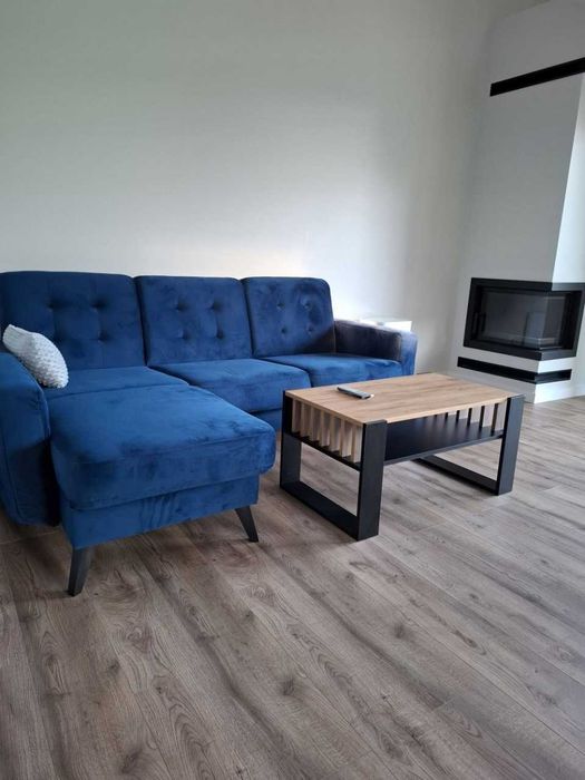 NOWY Stolik Kawowy Do Salonu Drewniany 92cm Ława Lamele z Półką Dąb