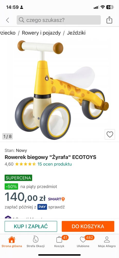 Rowerek trójkołowy Smiki 1-3 lata