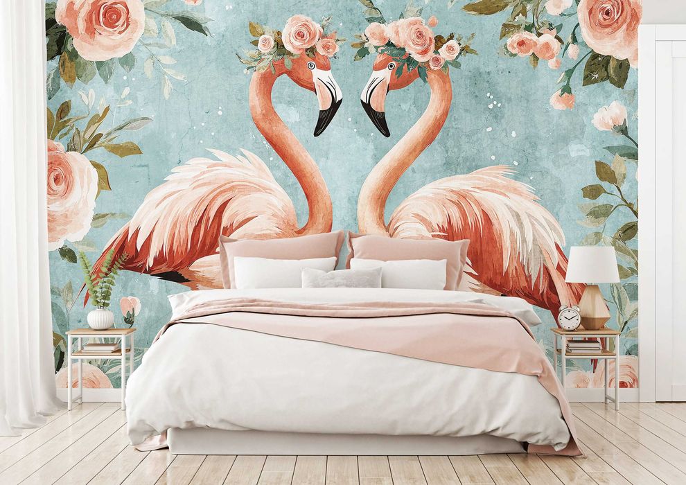 Fototapeta Flamingi Ptaki Natura Widok Do Pokoju Sypialni 3D + KLEJ