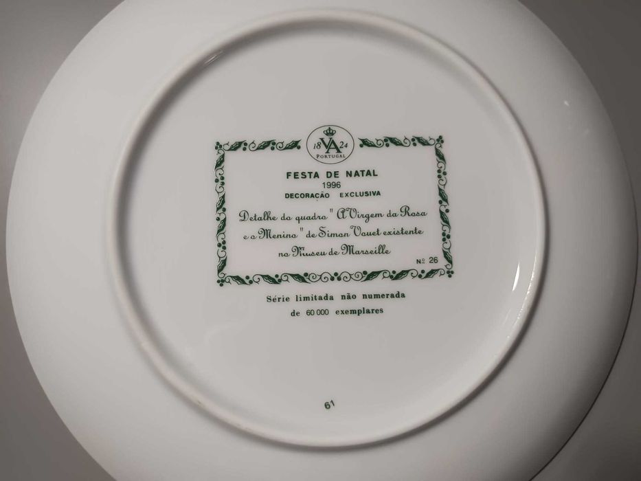 Prato “Festa de Natal 1996” – Vista Alegre – Virgem da Rosa