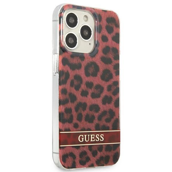 Etui Guess Leopard na iPhone 13 Pro / iPhone 13 - czerwone