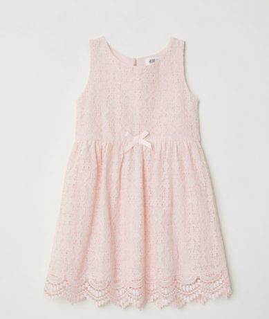 Koronkowa sukienka bez rekawow pudrowy róż H&M