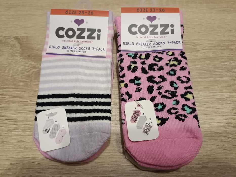 Zestaw 6 par kolorowych skarpetek stopki 23-26