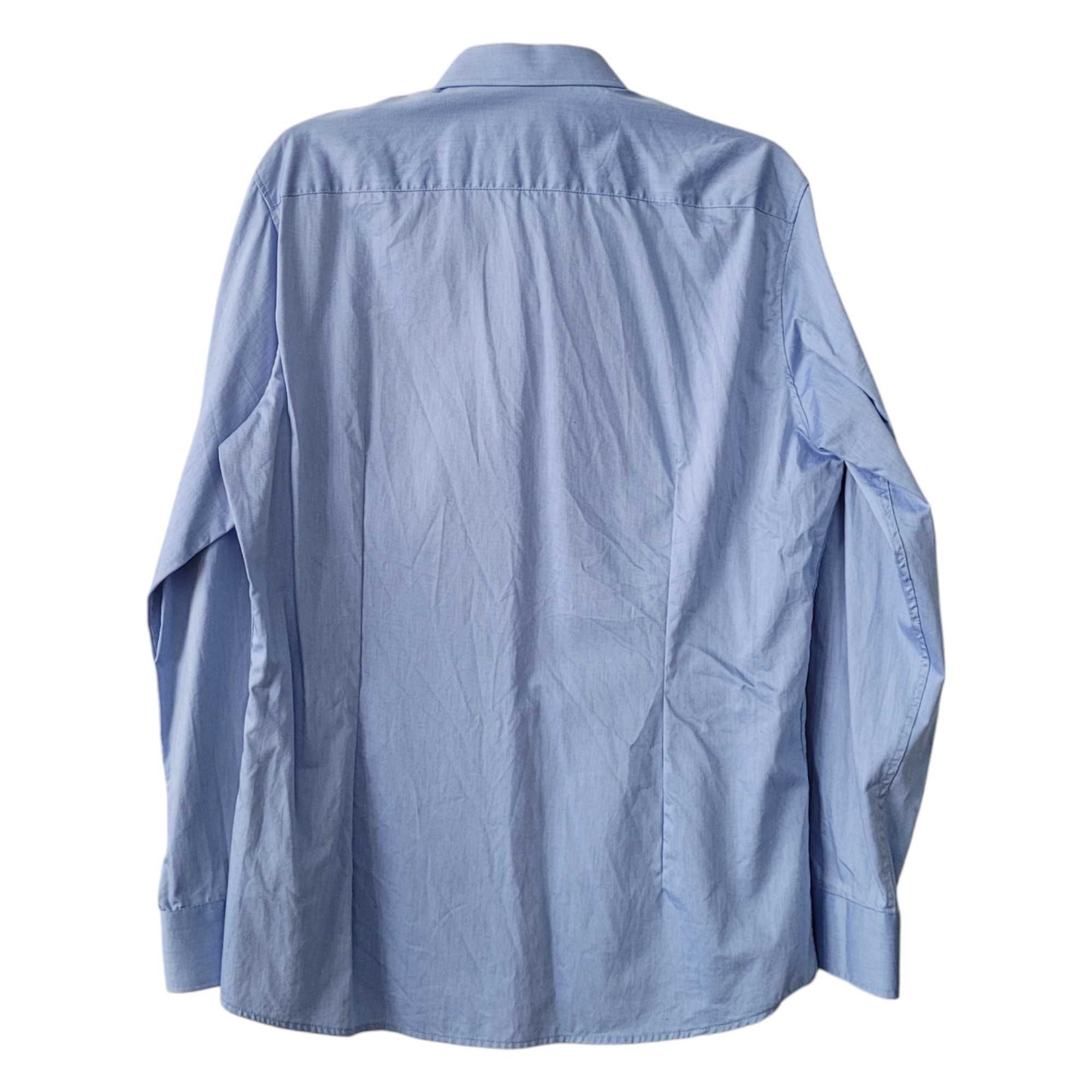 Niebieska koszula męska długi rękaw elegancka XL 42 slim fit bawełna